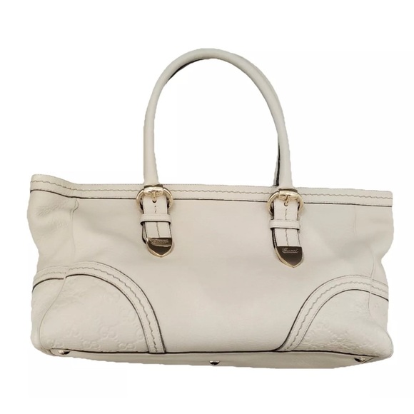 Gucci Medium Signoria Ivory Leather Tote Handbag - Picture 1 of 12
